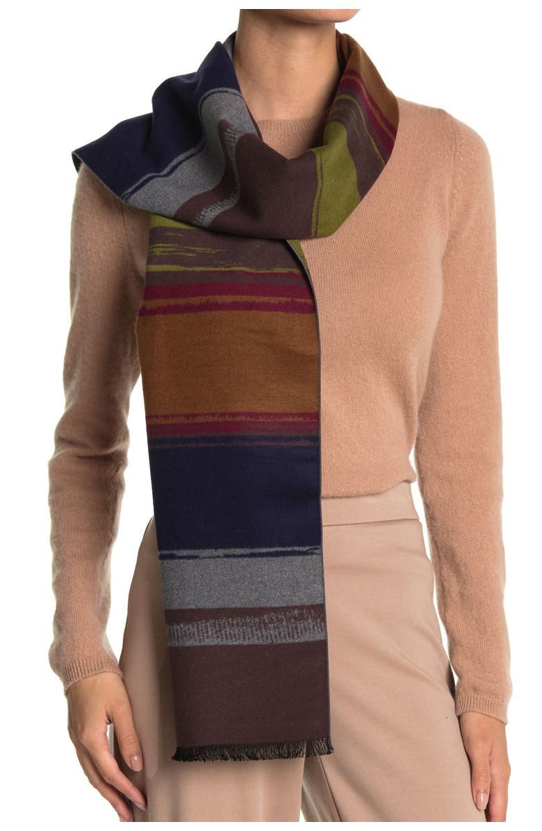 Chelsey Sand Art Colorblock Stripe Silk Scarf, Main, color, 