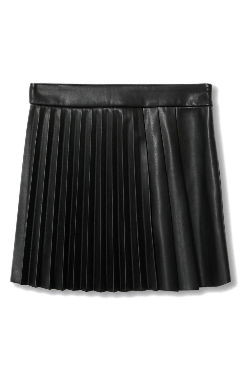 MANGO Pleated Faux Leather Miniskirt, Alternate, color, 