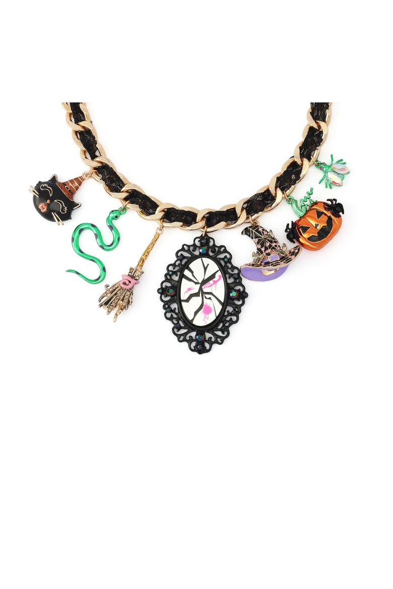 Witchy Lace Frontal Necklace, Alternate, color, GOLD/ MULTI