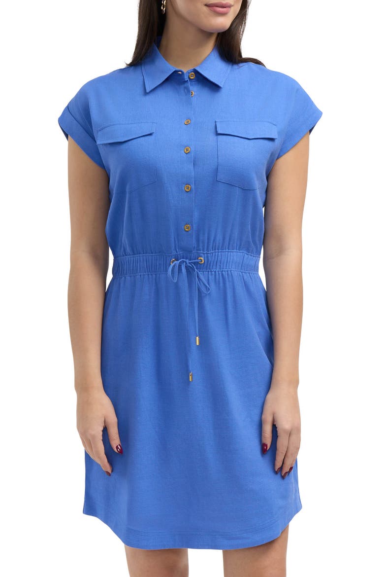 Drop Shoulder Shirtdress, Alternate, color, AZURE