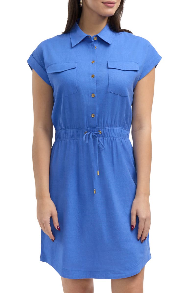 Ellen Tracy Drop Shoulder Shirtdress, Alternate, color, Azure