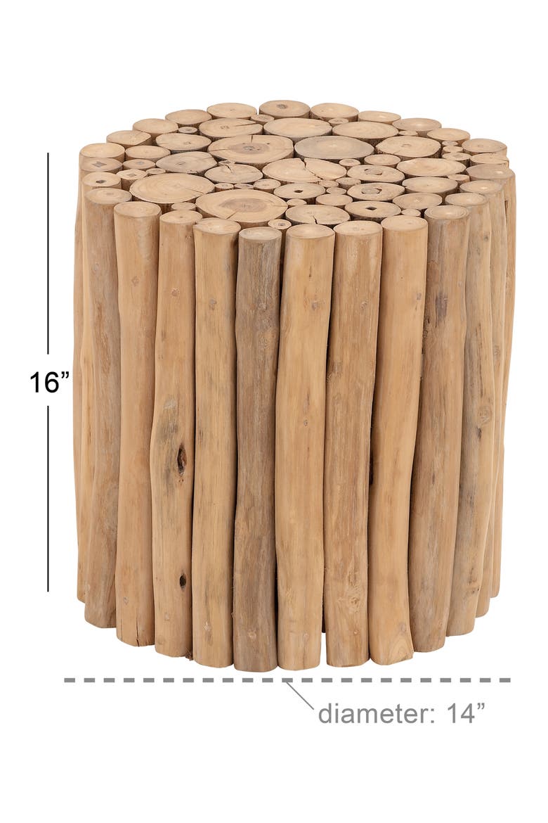 Brown Teakwood Handmade Stick Cluster Design Accent Table, Alternate, color, BROWN