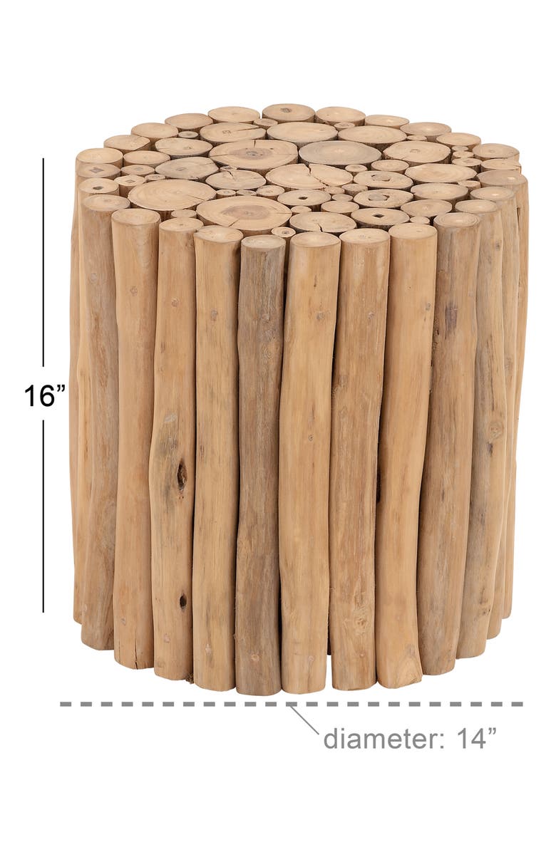 GINGER BIRCH STUDIO Brown Teakwood Handmade Stick Cluster Design Accent Table, Alternate, color, 