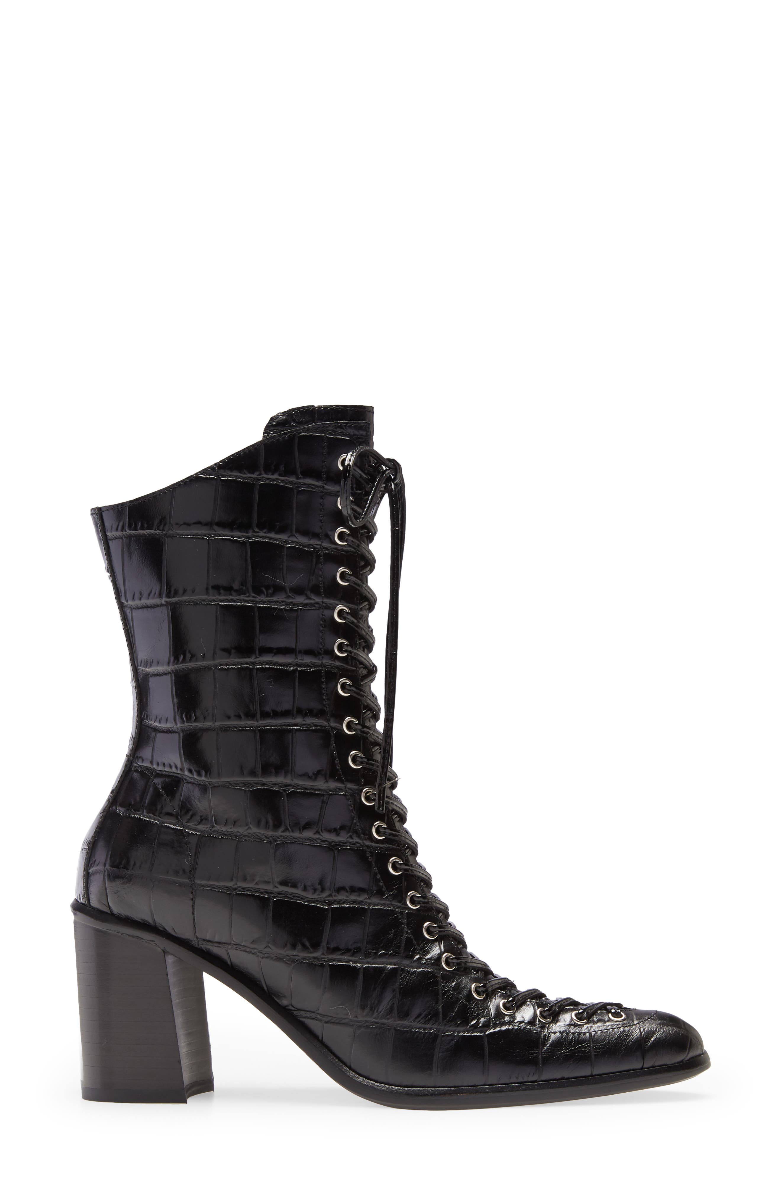 Archille Lace-Up Boot, Alternate, color, BLACK CROCODILE