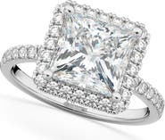 ALLUREZ Princess Cut Halo Diamond Engagement Ring 14K