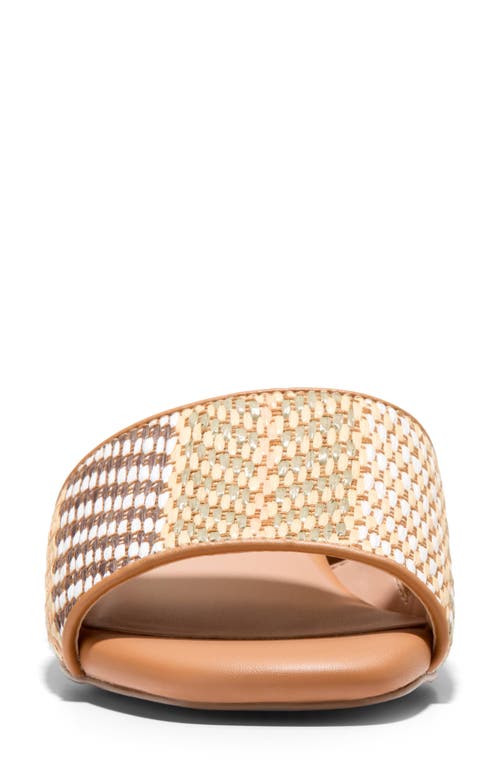 Cole Haan Calli Single Band Block Heel Slide Sandal In Striped Raffia/biscuit Leather