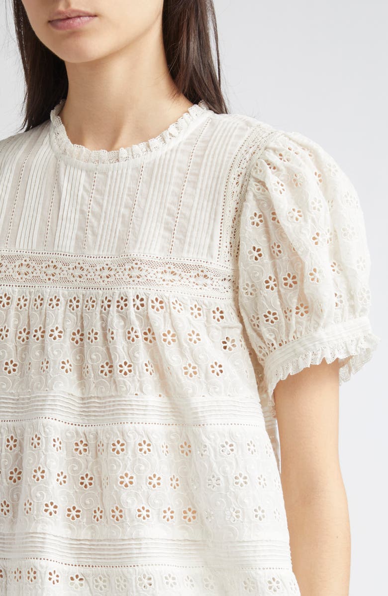 DÔEN Adeline Organic Cotton Eyelet Top, Alternate, color, Salt