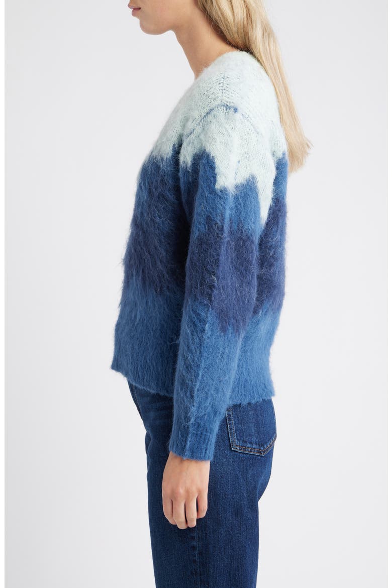 Brushed Jacquard V-Neck Sweater, Alternate, color, MINT