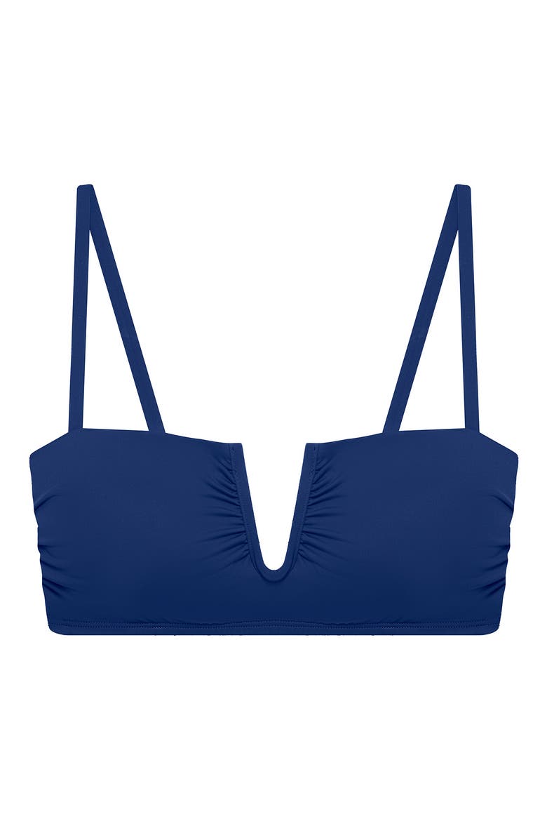 Shirred V-Wire Bikini Top, Alternate, color, BLUE SATURN