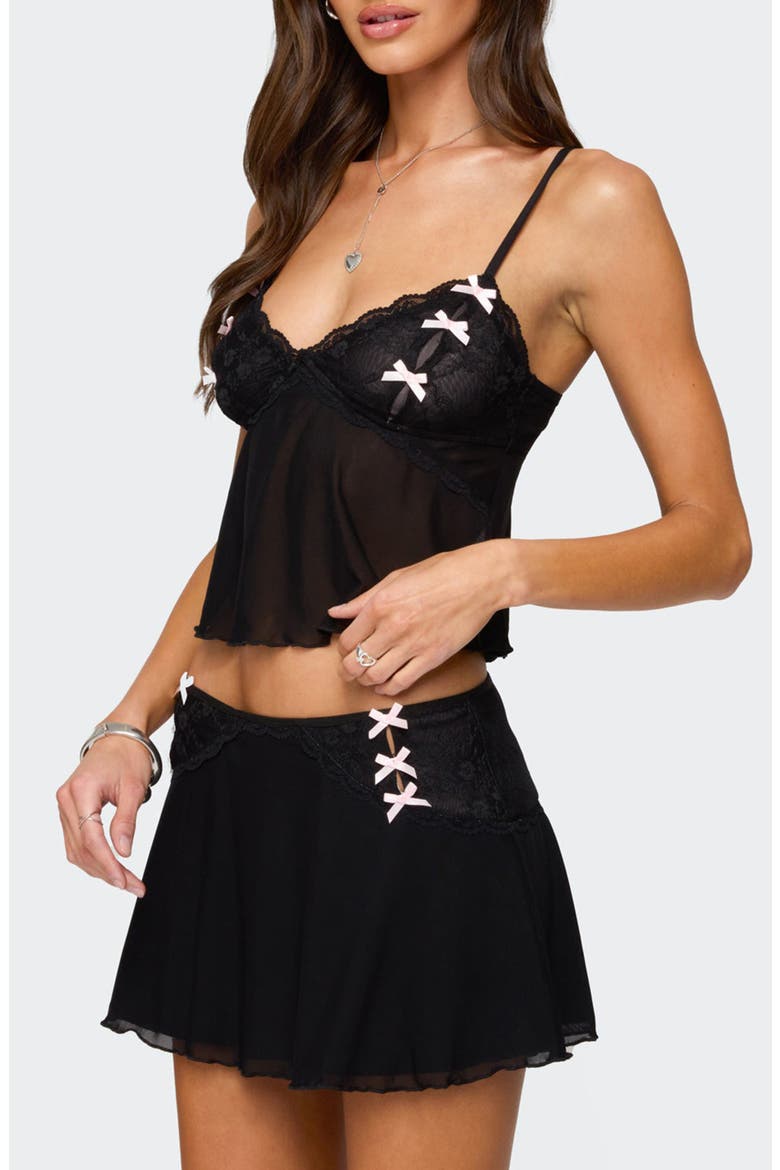 Dona Lacy Sheer Mesh Camisole, Alternate, color, BLACK