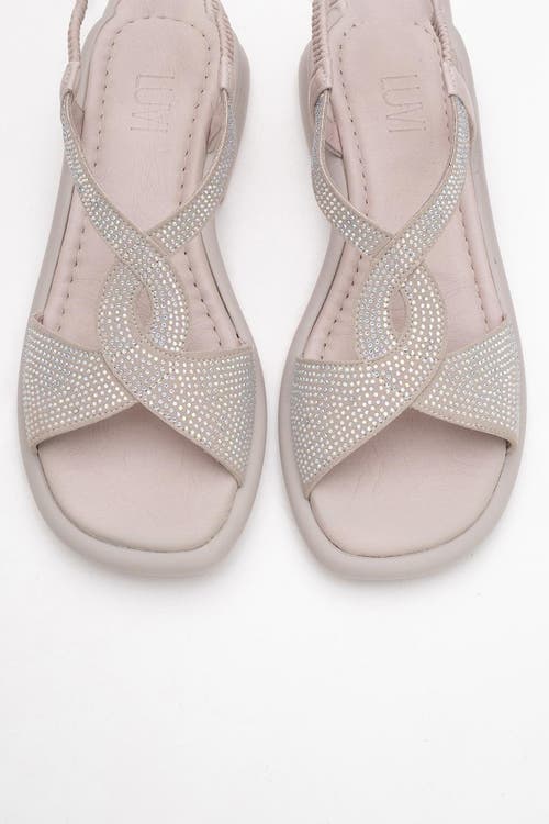 Forever & Always Shoes Sieglinde Embellished Leather Sandal In Neutral