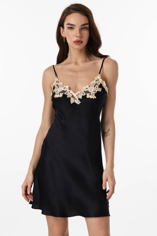 Silksilky Mulberry Silk V-back Lace Nightgown Slip Dress