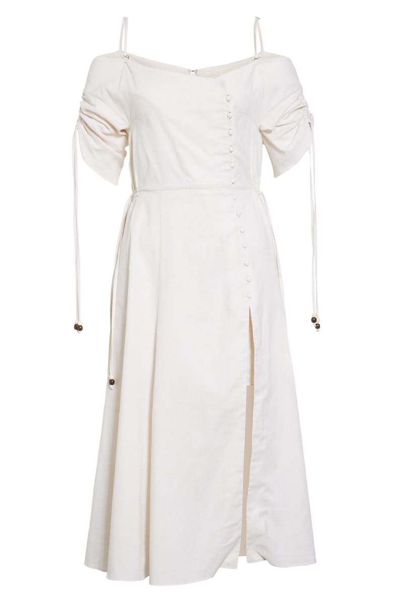 Simkhai Jonathan Simkhai Off the Shoulder Cotton & Linen Dress, Alternate, color, 