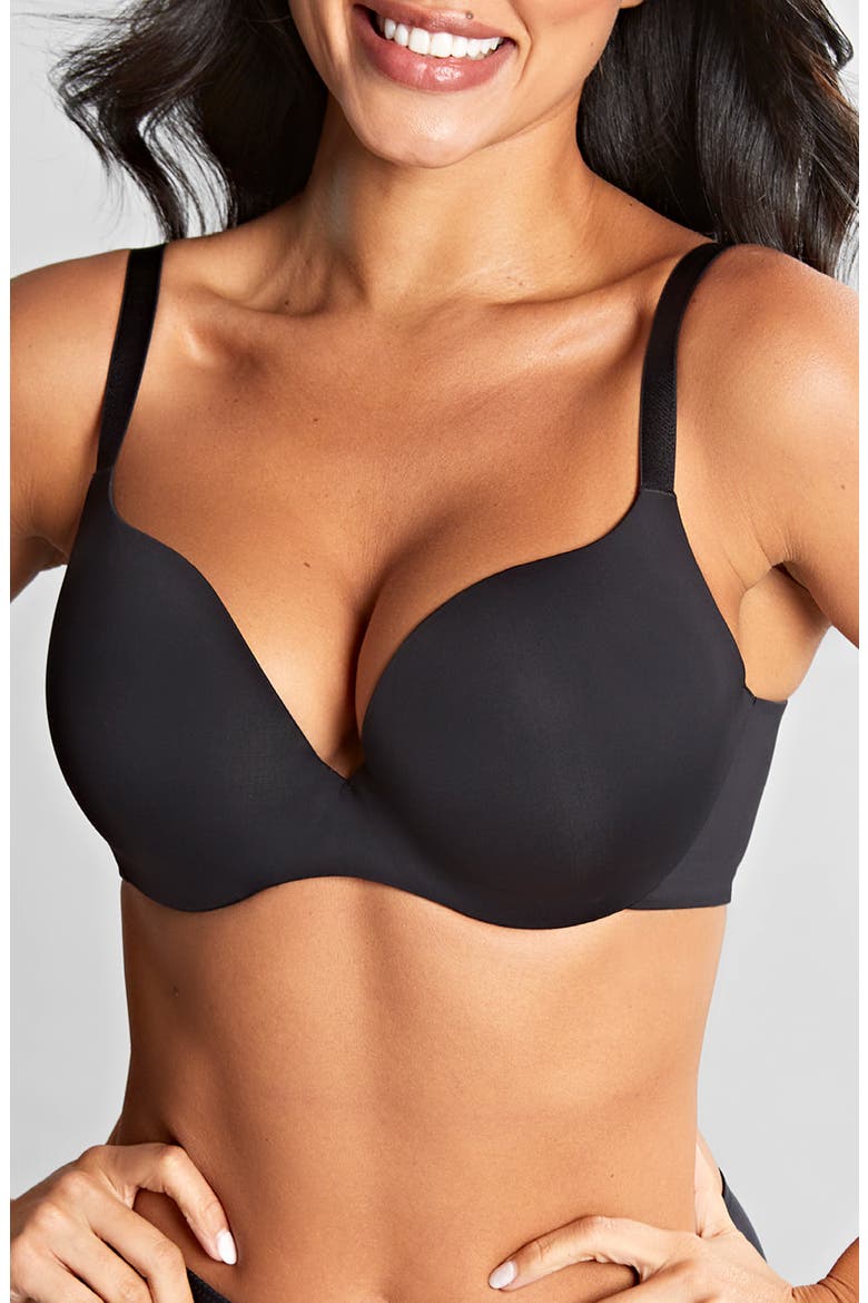 365 Underwire Smooth & Seamless Plunge T-Shirt Bra, Main, color, BLACK