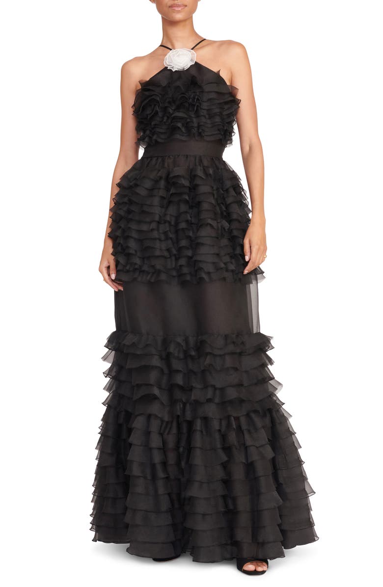 STAUD Florian Tiered Ruffle Organza Gown, Main, color, 