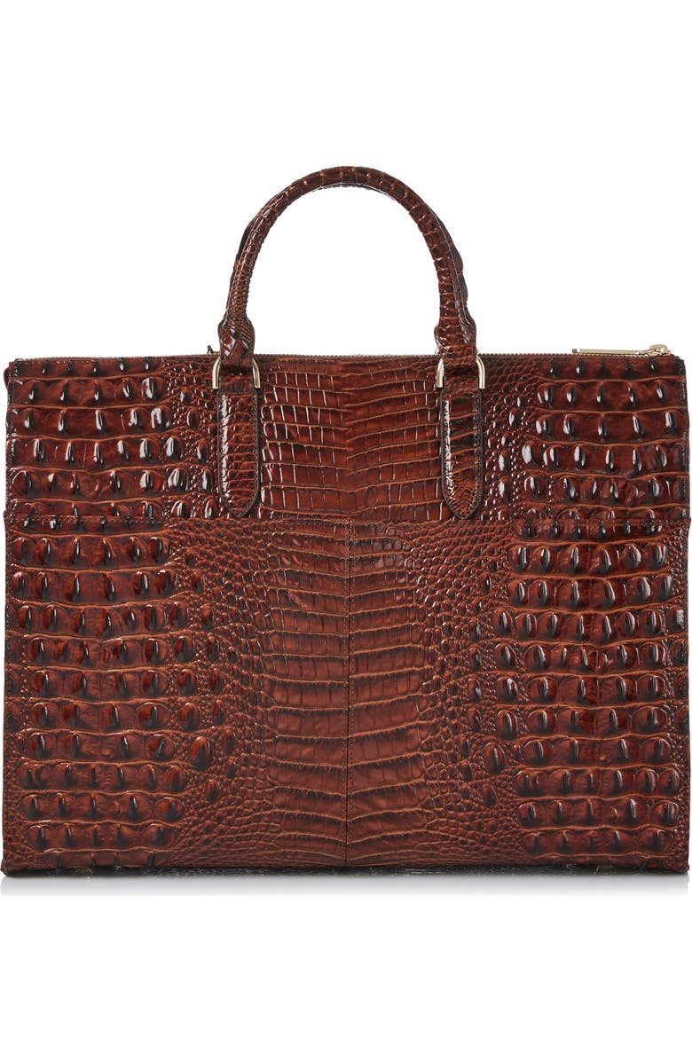 Brahmin Business Croc Embossed Leather Tote, Alternate, color, Pecan