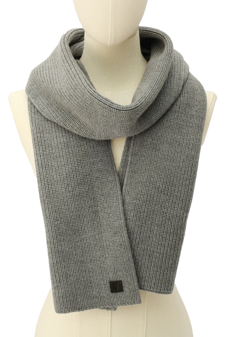 Merino Wool Rib Scarf, Alternate, color, GREY