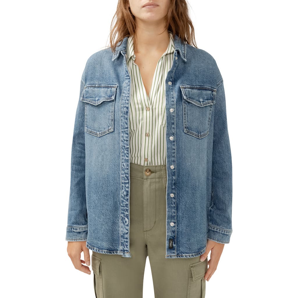 Shop Silver Jeans Co. Oversize Denim Shirt Jacket In Indigo