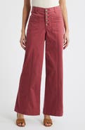 Wit & Wisdom Skyrise High Waist Exposed Button Fly Wide Leg Pants