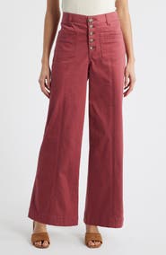 Wit & Wisdom Skyrise High Waist Exposed Button Fly Wide Leg Pants