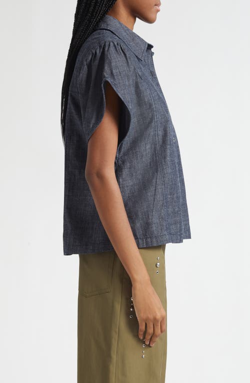 3.1 Phillip Lim Short Sleeve Denim Button-up Shirt In Blue