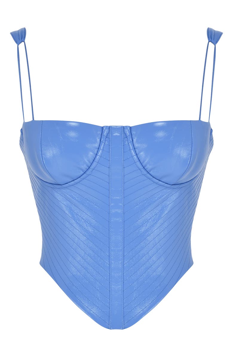 HOUSE OF CB Underwire Faux Leather Corset Top, Alternate, color, Cornflower Blue