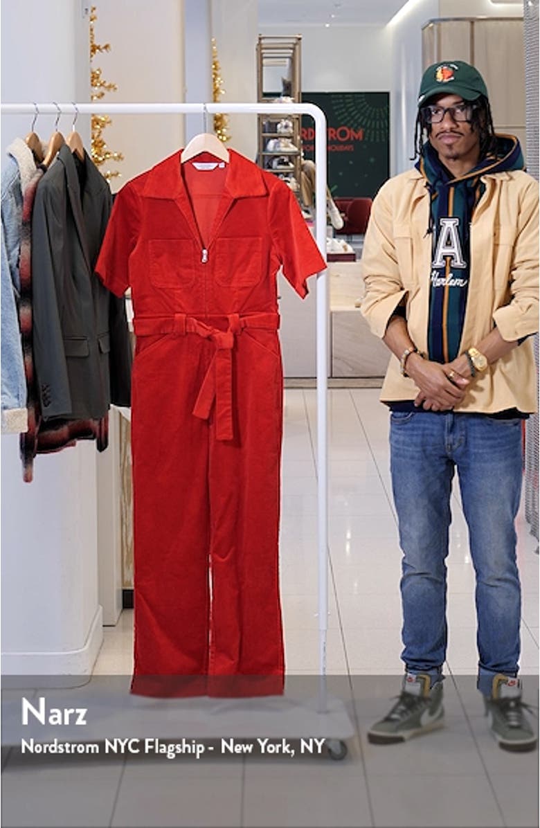 Zip Front Corduroy Jumpsuit, sales video thumbnail