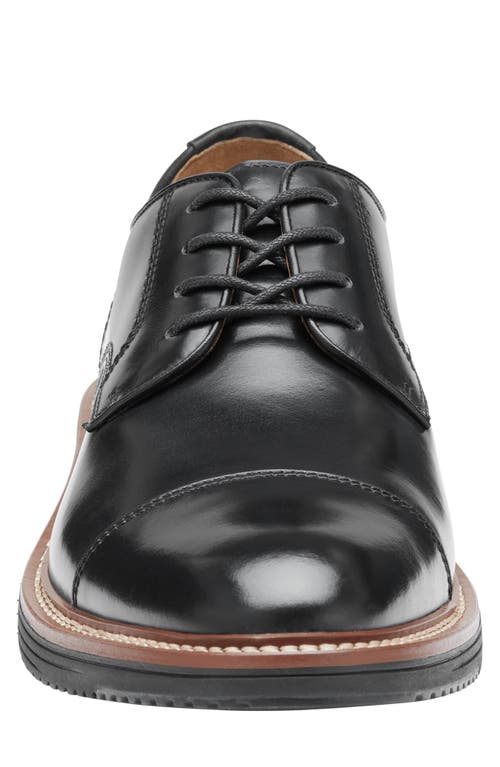 Johnston & Murphy Upton Cap Toe Derby In Black Full Grain