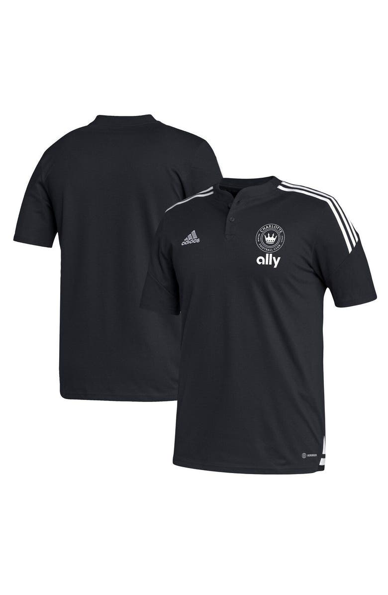 adidas Men's adidas Black Charlotte FC Henley AEROREADY Polo, Main, color, 