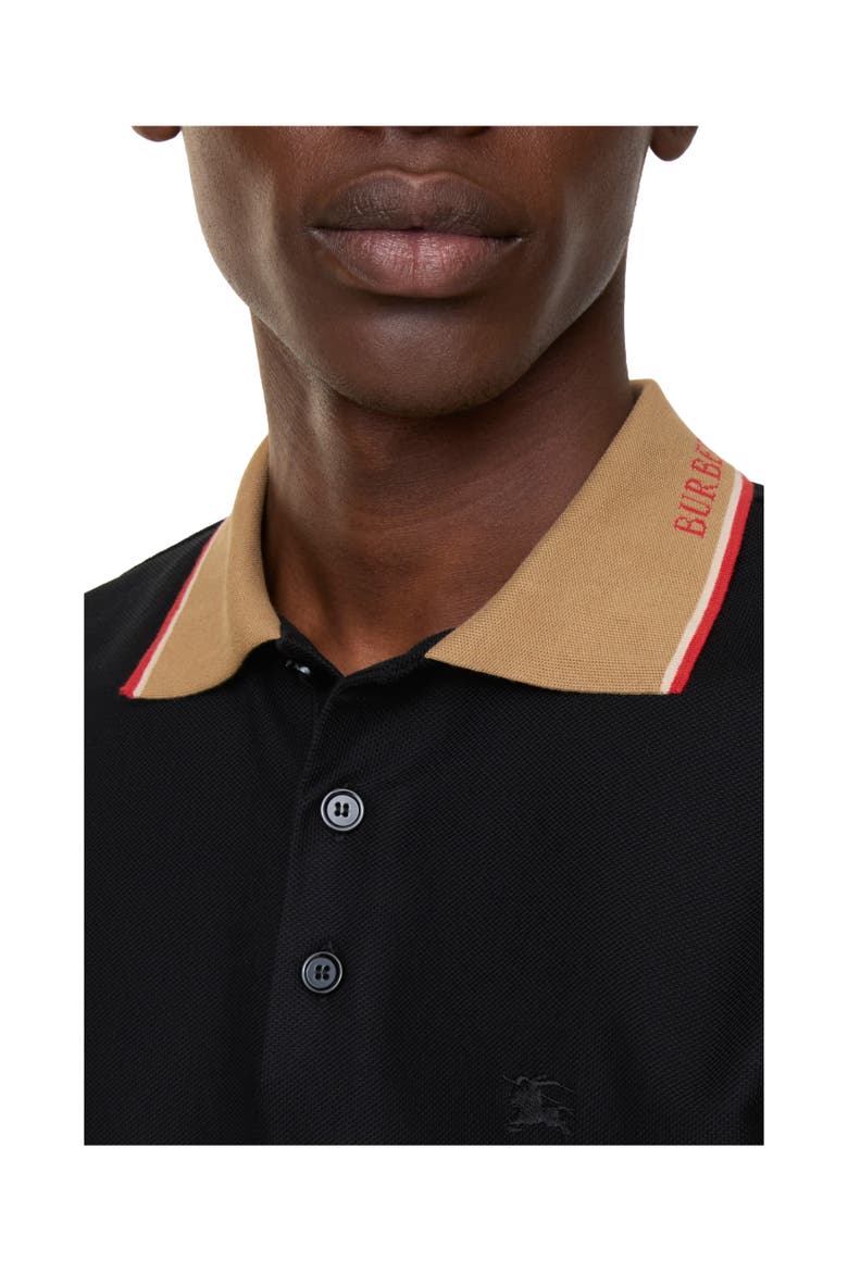 Logo Collar Cotton Polo Shirt, Alternate, color, Black