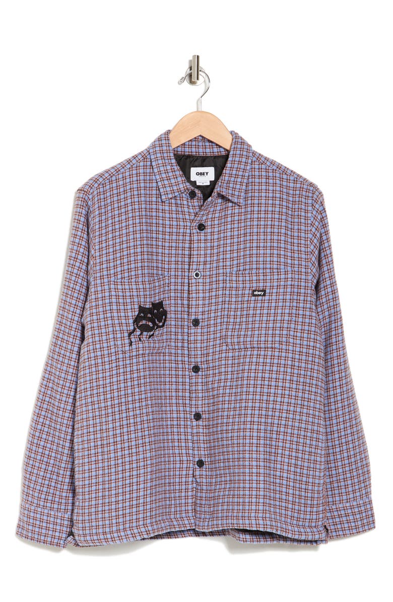 Obey Oscar Grid Plaid Organic Cotton Shirt Jacket, Alternate, color,
