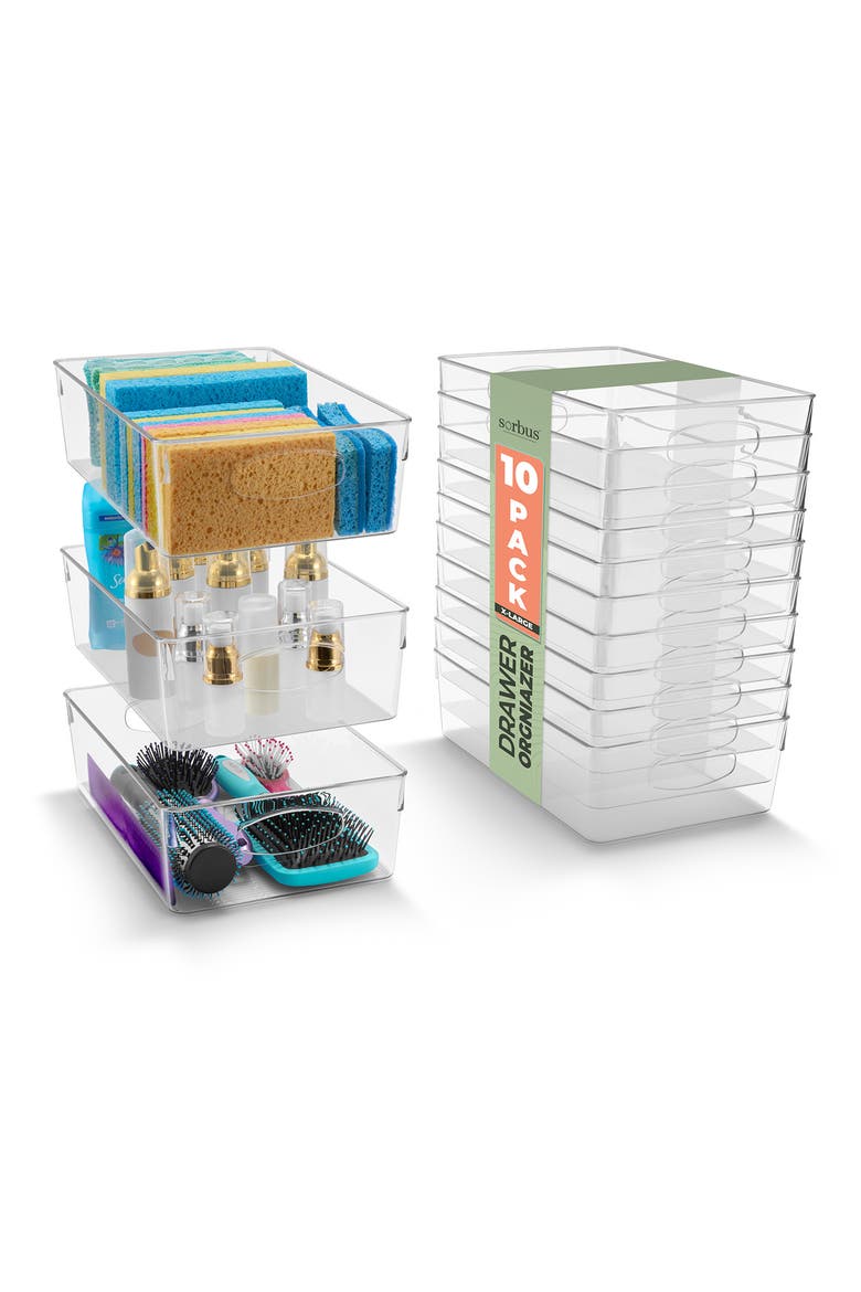 10-Pack Extra Large Storage Bins, Main, color, CLEAR