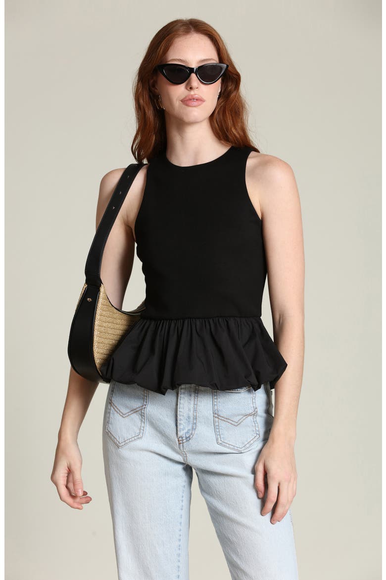 Peplum Tank, Alternate, color, BLACK