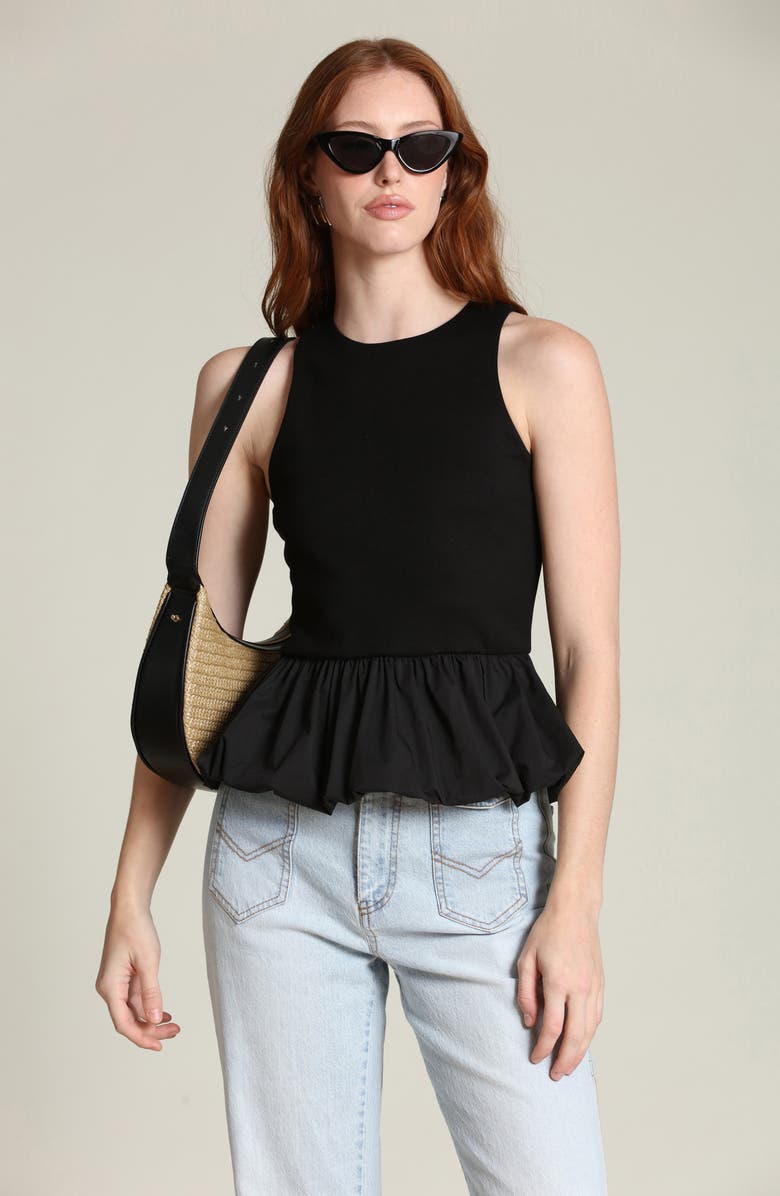 Avec Les Filles Peplum Tank, Alternate, color, Black