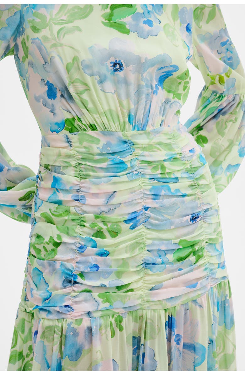 Malina Thalia Draped Waist Maxi Dress, Alternate, color, Pastel Floral Pistachio