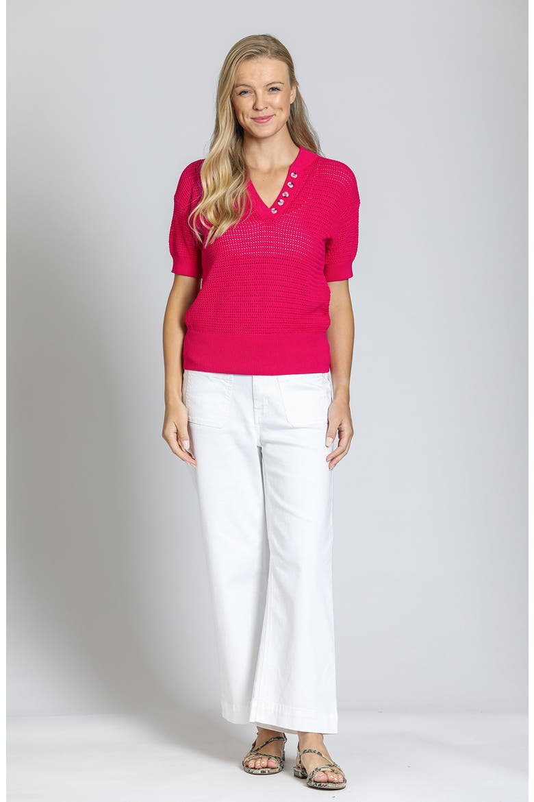 Open Stitch Cotton Polo, Alternate, color, RASPBERRY
