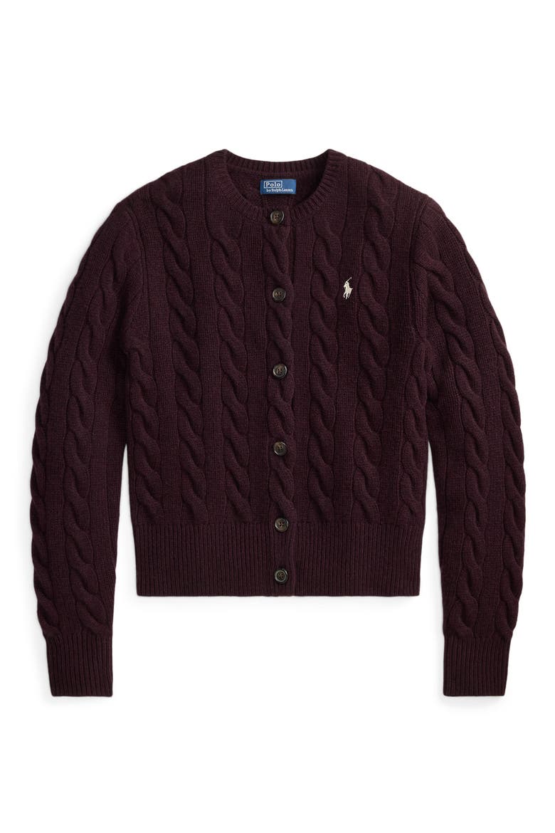 Wool & Cashmere Cardigan, Alternate, color, DAMSON