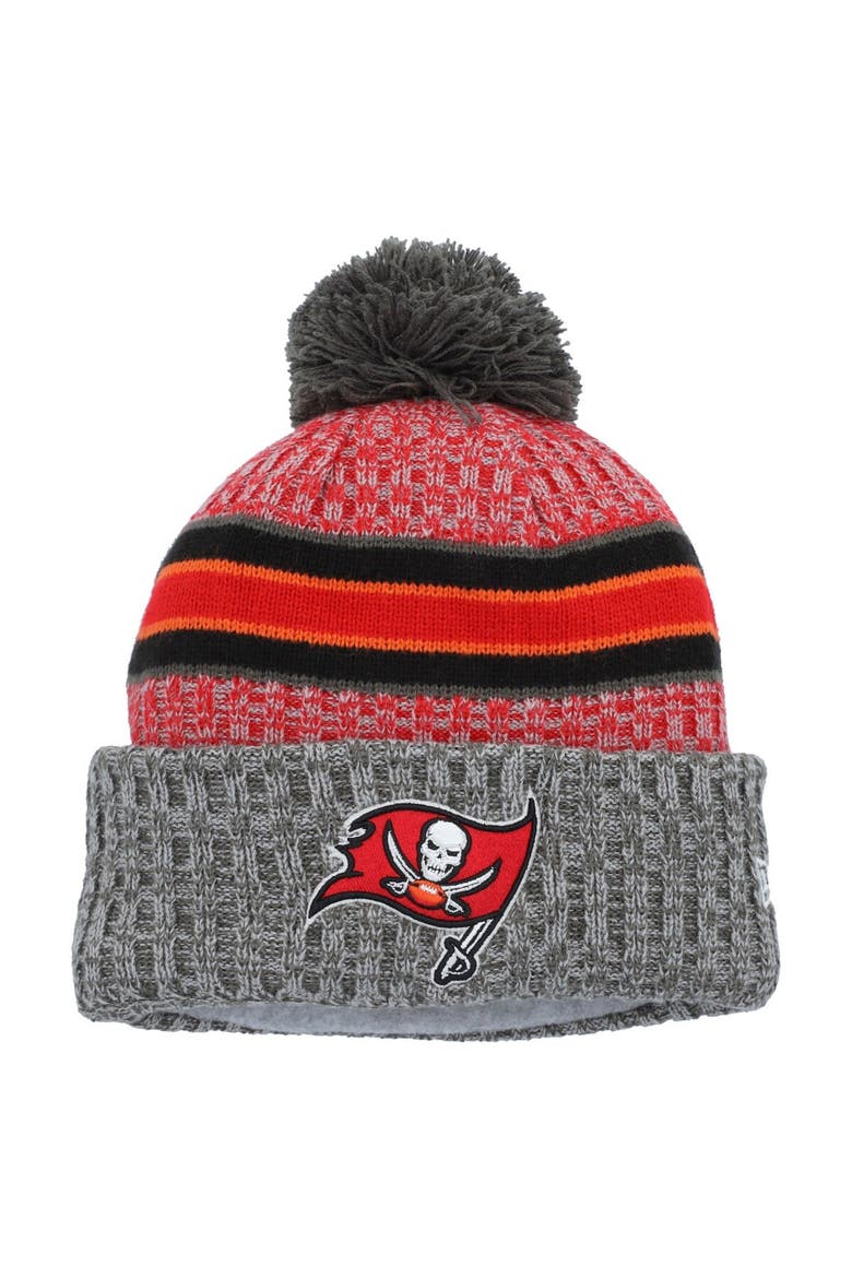 Men's New Era  Gray Tampa Bay Buccaneers 2023 Sideline Sport Cuffed Pom Knit Hat, Main, color, Gray