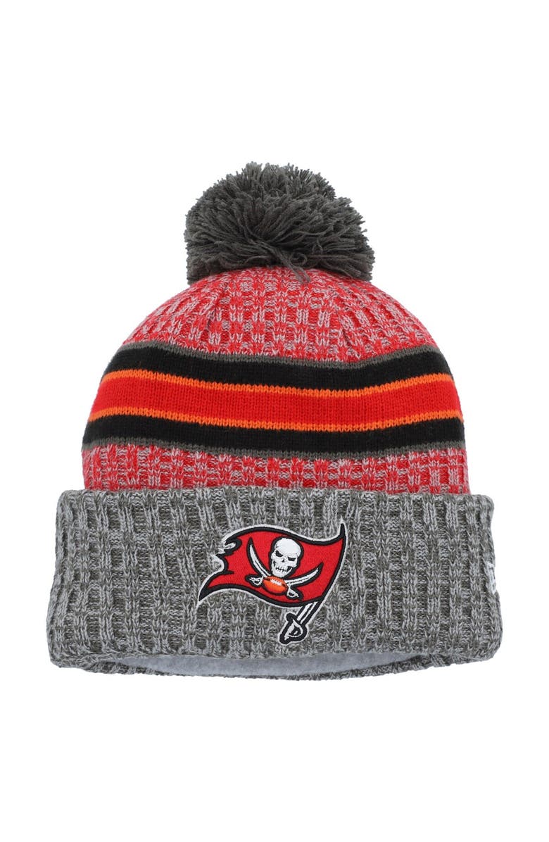 New Era Men's New Era  Gray Tampa Bay Buccaneers 2023 Sideline Sport Cuffed Pom Knit Hat, Main, color, 