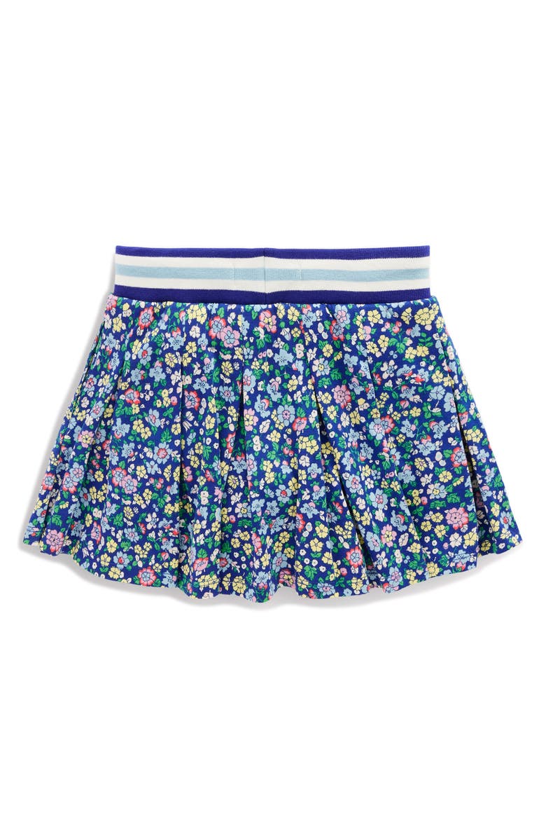 Mini Boden Kids' Floral Pleated Cotton Skort, Alternate, color, Sapphire Blue Nautical Floral