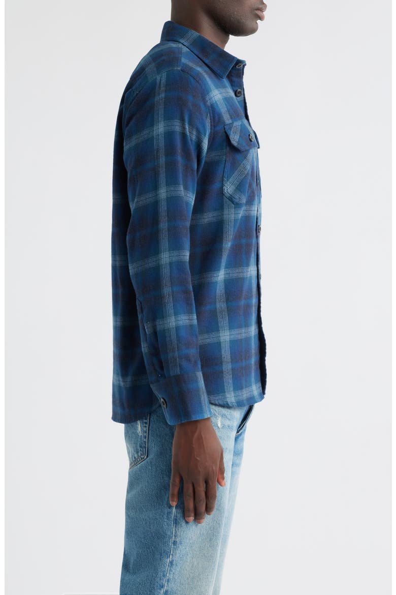 Burnside Plaid Flannel Button-Up Shirt, Alternate, color, DENIM PLAID