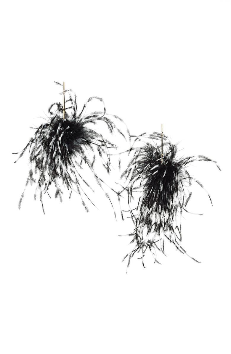 Tuleste Ostrich Pompom Earrings, Main, color, 