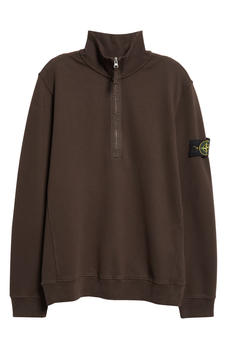 Stone Island Compass Patch Brushed Fleece Half Zip Sweatshirt, Alternate, color, Lead Grey