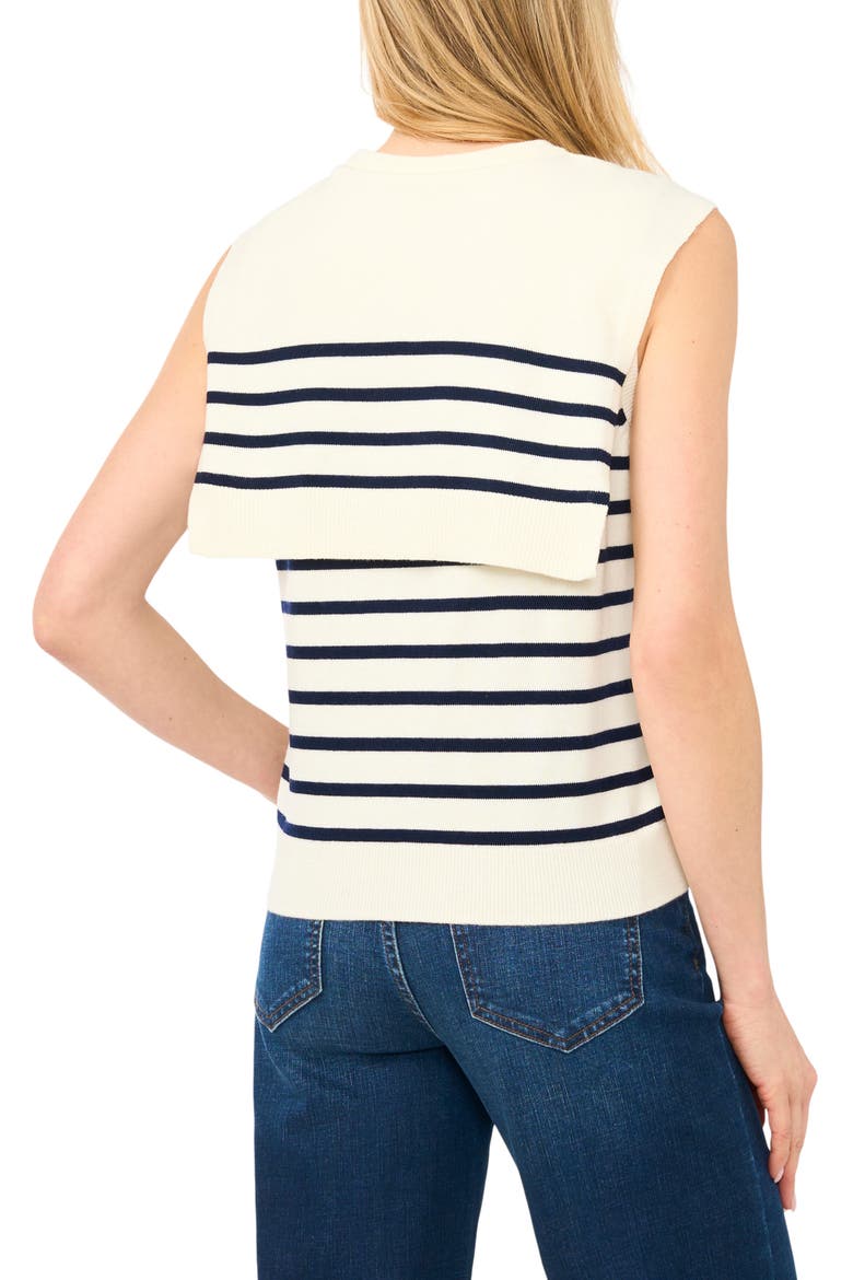Stripe Front Tie Sleeveless Sweater, Alternate, color, NEW IVORY