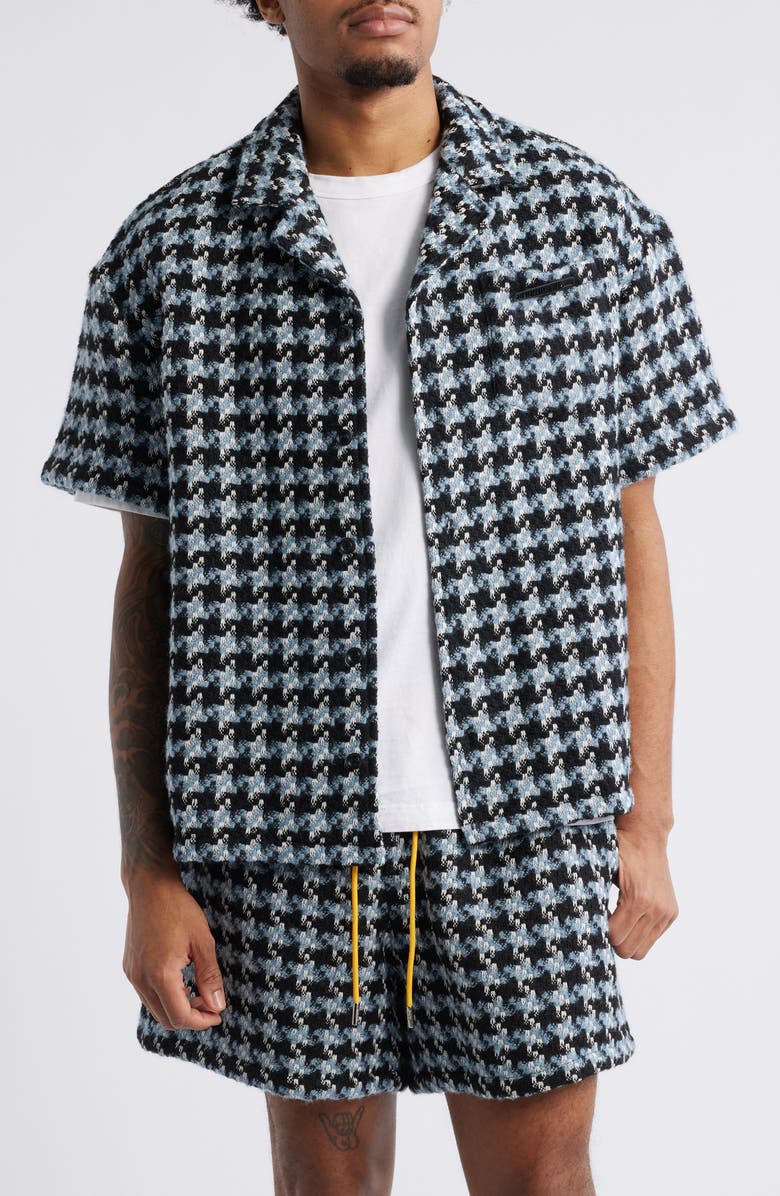 DIET STARTS MONDAY Houndstooth Tweed Camp Shirt, Main, color,