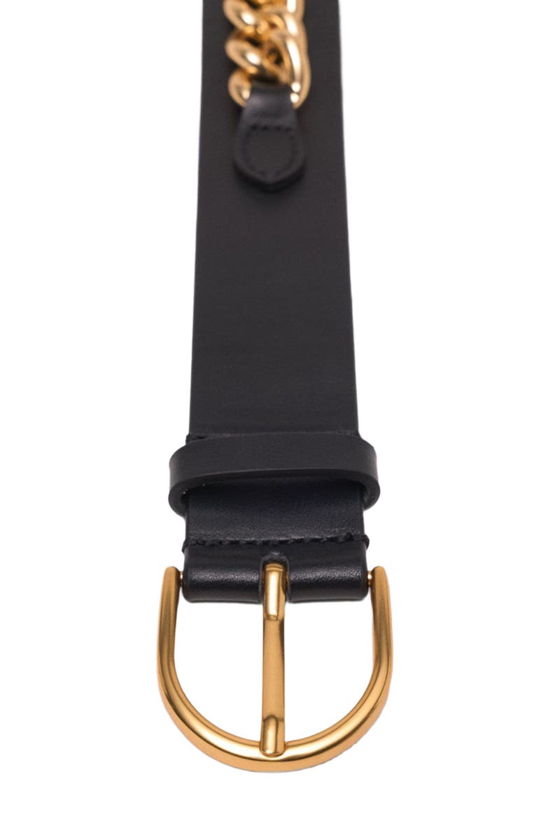 Leather belt with chain details, Alternate, color, Black