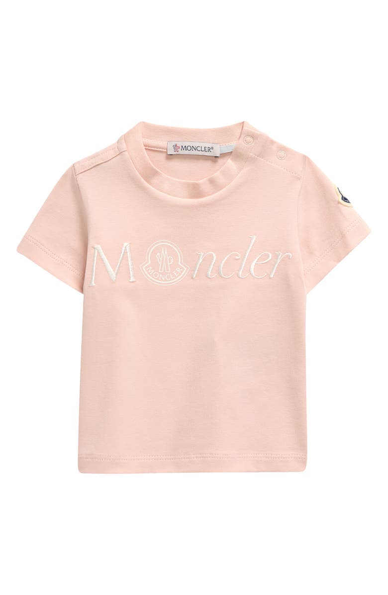 Moncler Kids' Embroidered Logo T-Shirt, Main, color, Pink