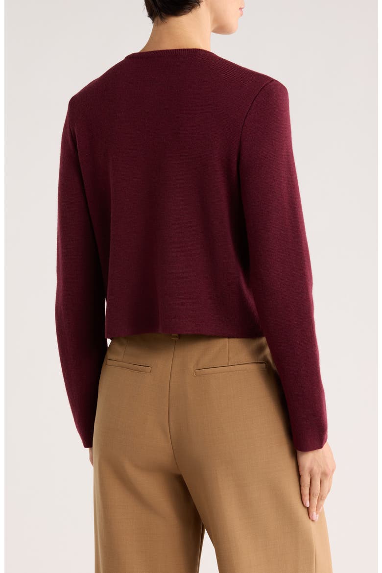 Merino Wool Crop Cardigan, Alternate, color, BORDEAUX