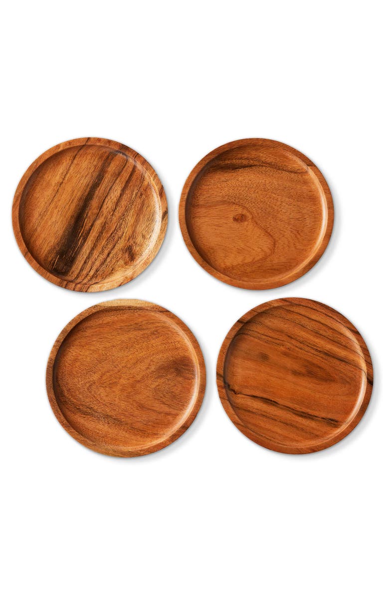 tag Acacia Wood Dining Plates Set of Four Natural Appetizer, Main, color, Beige
