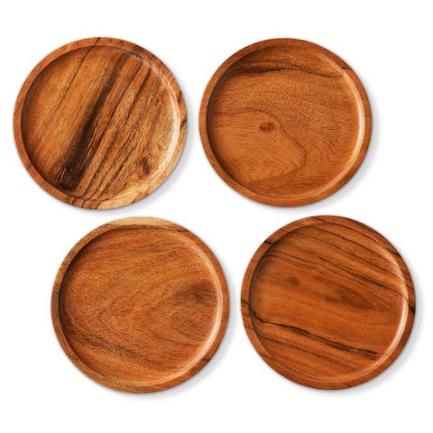 Acacia Wood Dining Plates Set of Four Natural Appetizer